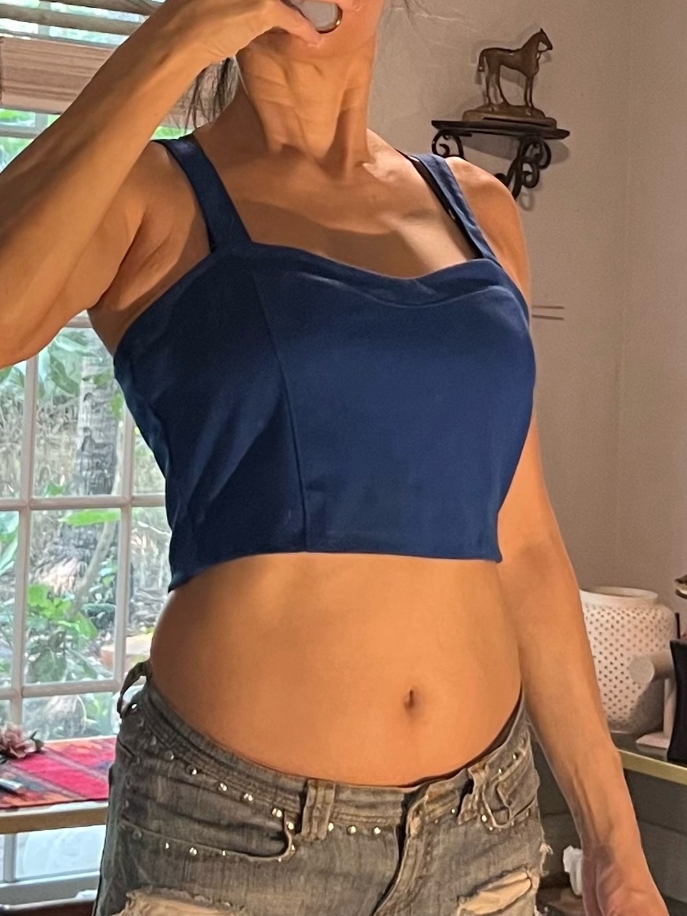 Unbranded Women's Cropped Tank Top - Classic Square Neck L